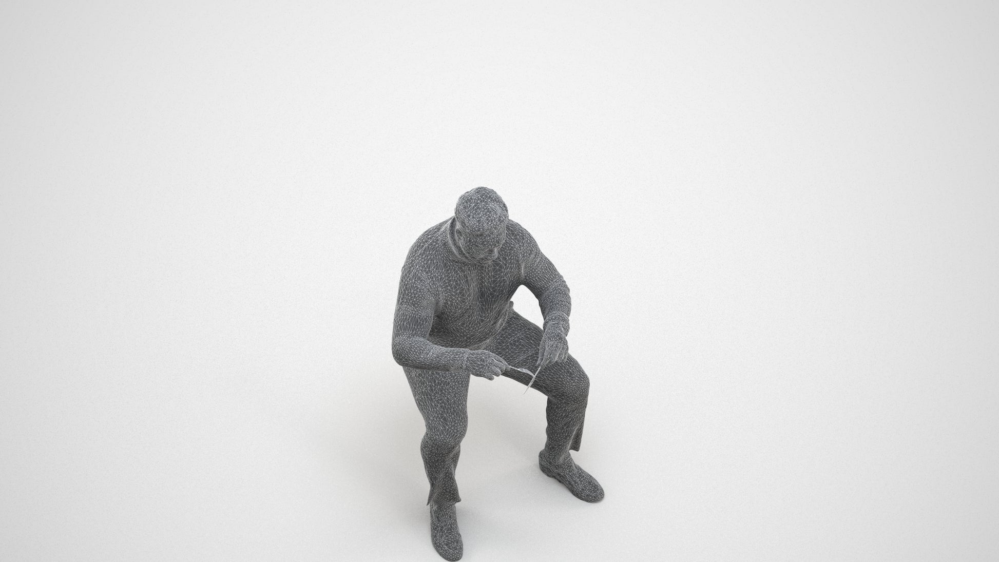 3D people model man casual business, scanned human for 3ds Max rendering, wireframe three-quarter view
