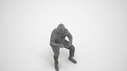 3D people model man casual business, scanned human for 3ds Max rendering, wireframe three-quarter view