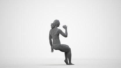 realistic 3D woman mix, scanned archviz people for Blender and 3ds Max, wireframe side view