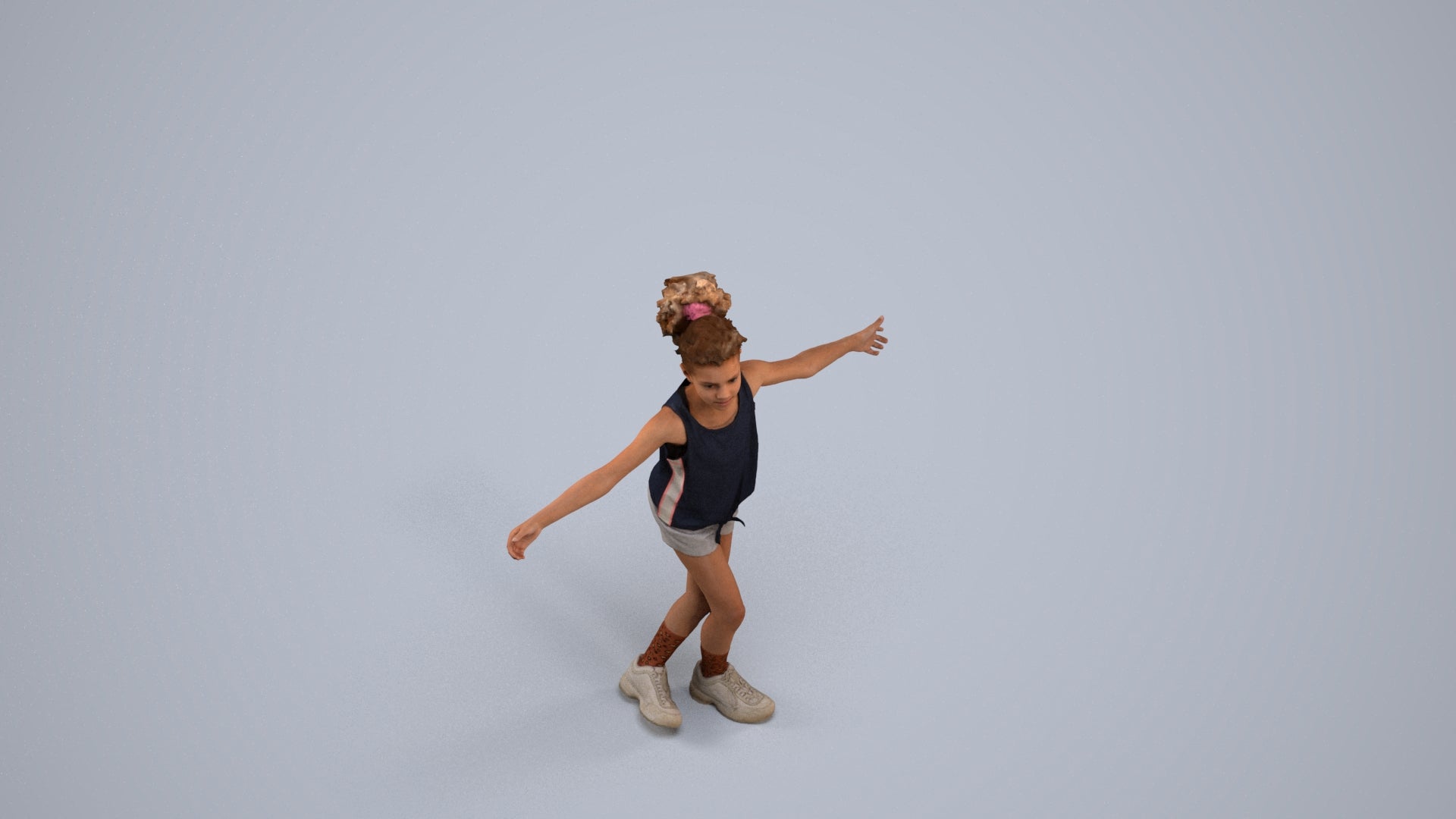 realistic 3D people girl sport kids, render-ready for V-Ray and Corona, FBX OBJ, back view render