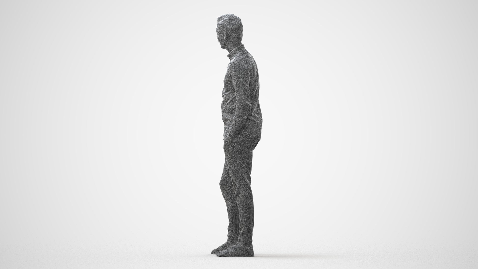 realistic 3D human man casual standing, archviz people FBX OBJ for Blender, square thumbnail