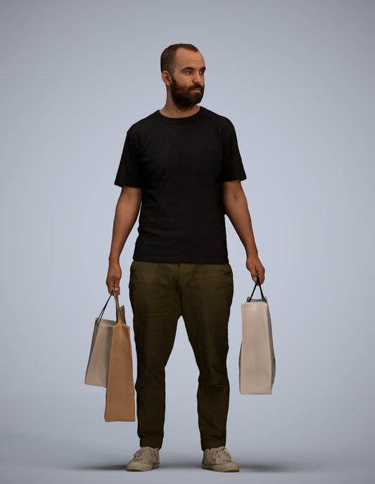 3D people model man casual shopping, scanned human for 3ds Max rendering