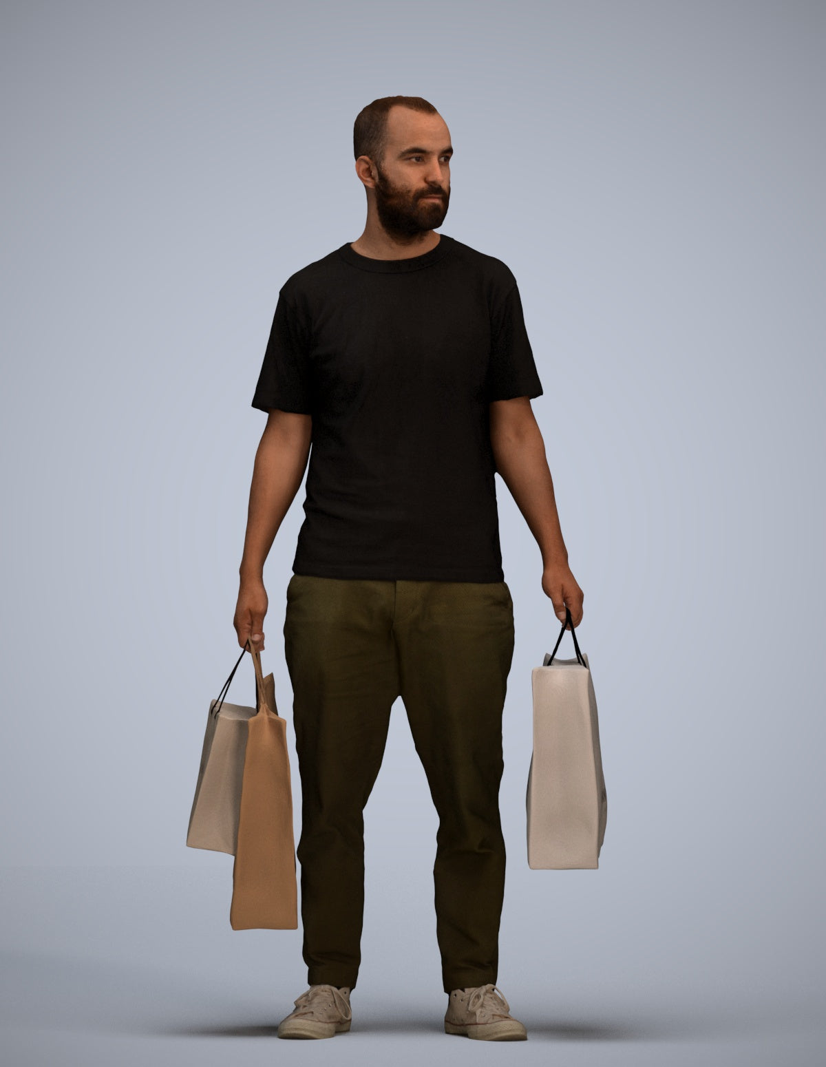 3D people model man casual shopping, scanned human for 3ds Max rendering