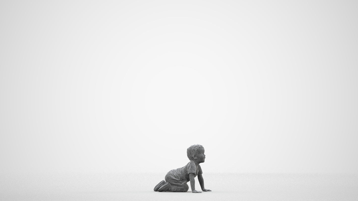 3D human model boy casual kids, photogrammetry scanned person for archviz, wireframe side view