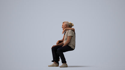 3D people model senior woman casual couple, scanned human for 3ds Max rendering, three-quarter view render