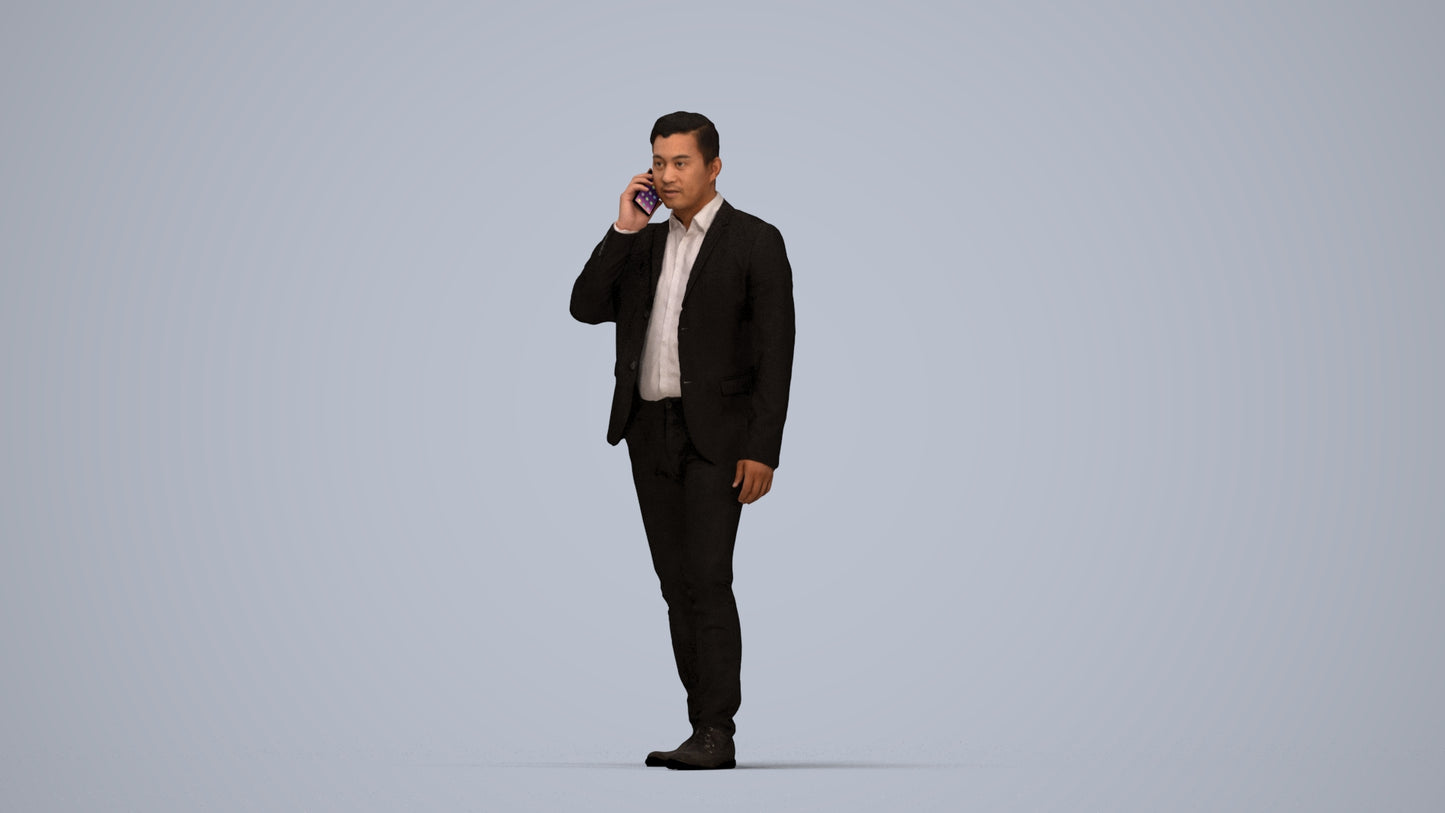 scanned 3D man business, photogrammetry people for Enscape and V-Ray, top-down view render