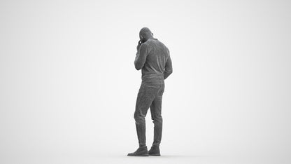photogrammetry 3D man casual standing, realistic human model archviz FBX, wireframe front view