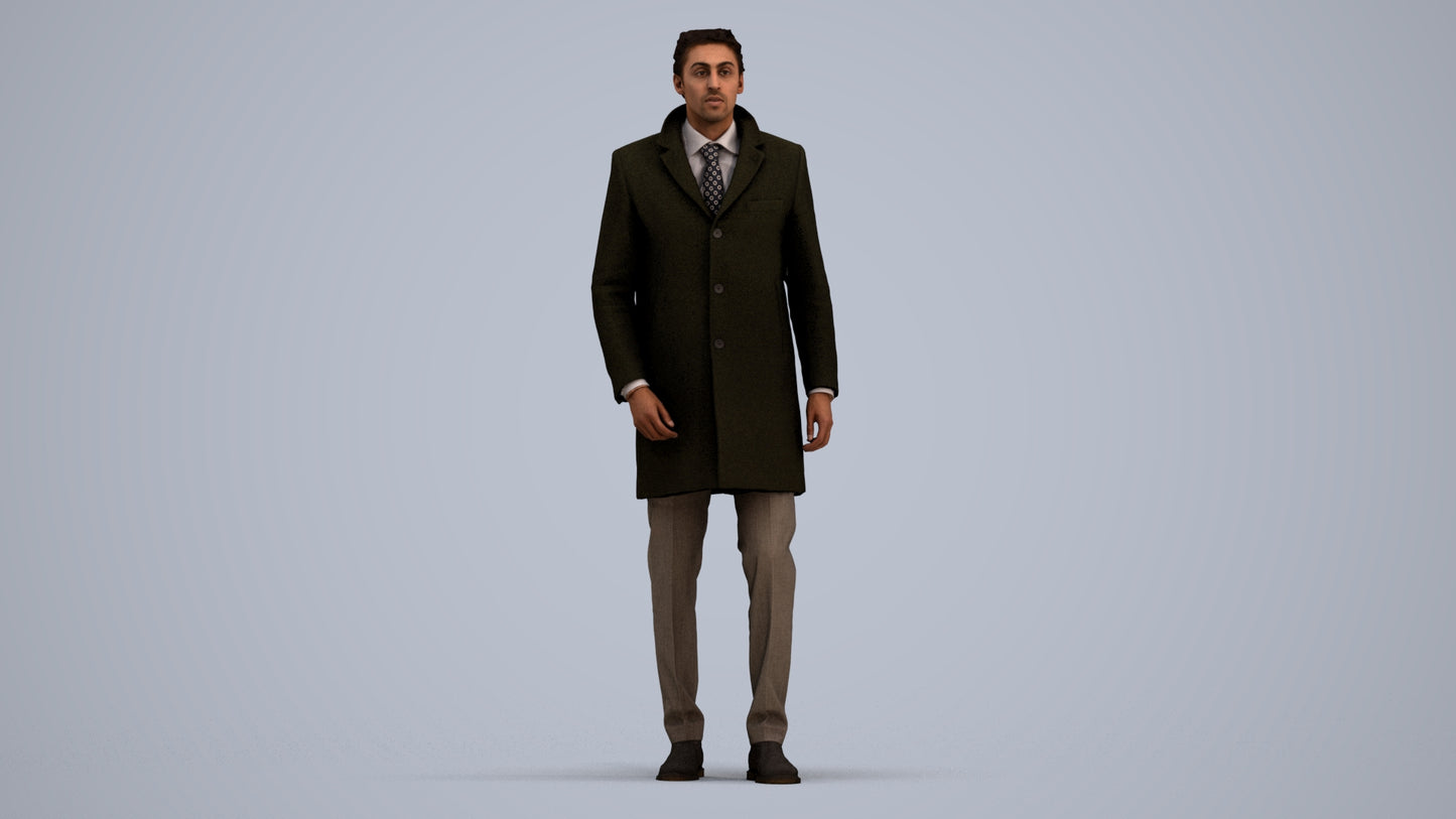 3D scanned man business, photorealistic archviz people for Enscape and SketchUp, standing pose render
