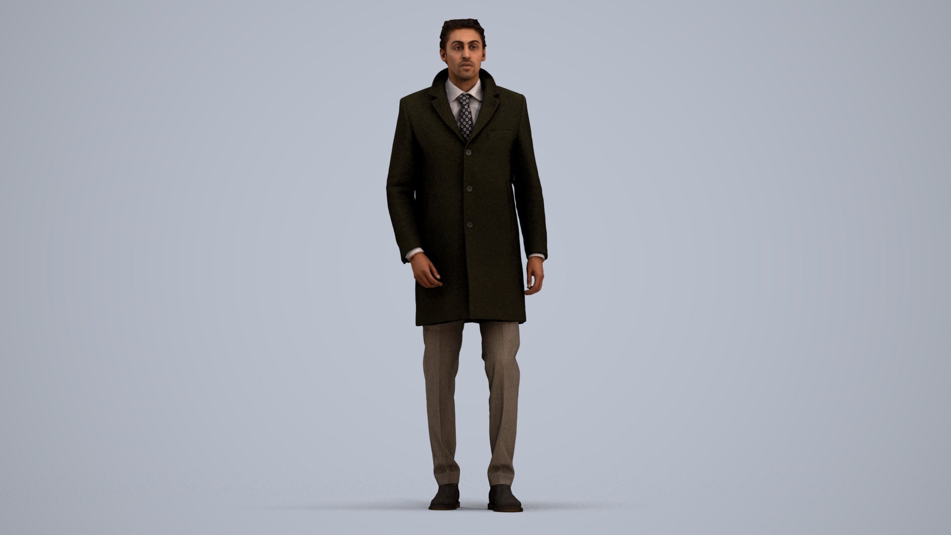 3D scanned man business, photorealistic archviz people for Enscape and SketchUp, standing pose render
