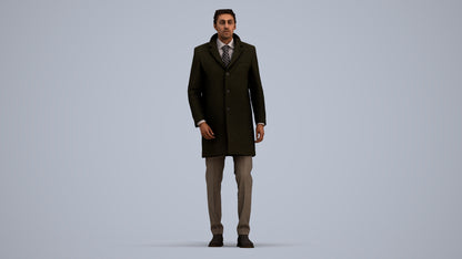 3D scanned man business, photorealistic archviz people for Enscape and SketchUp, standing pose render