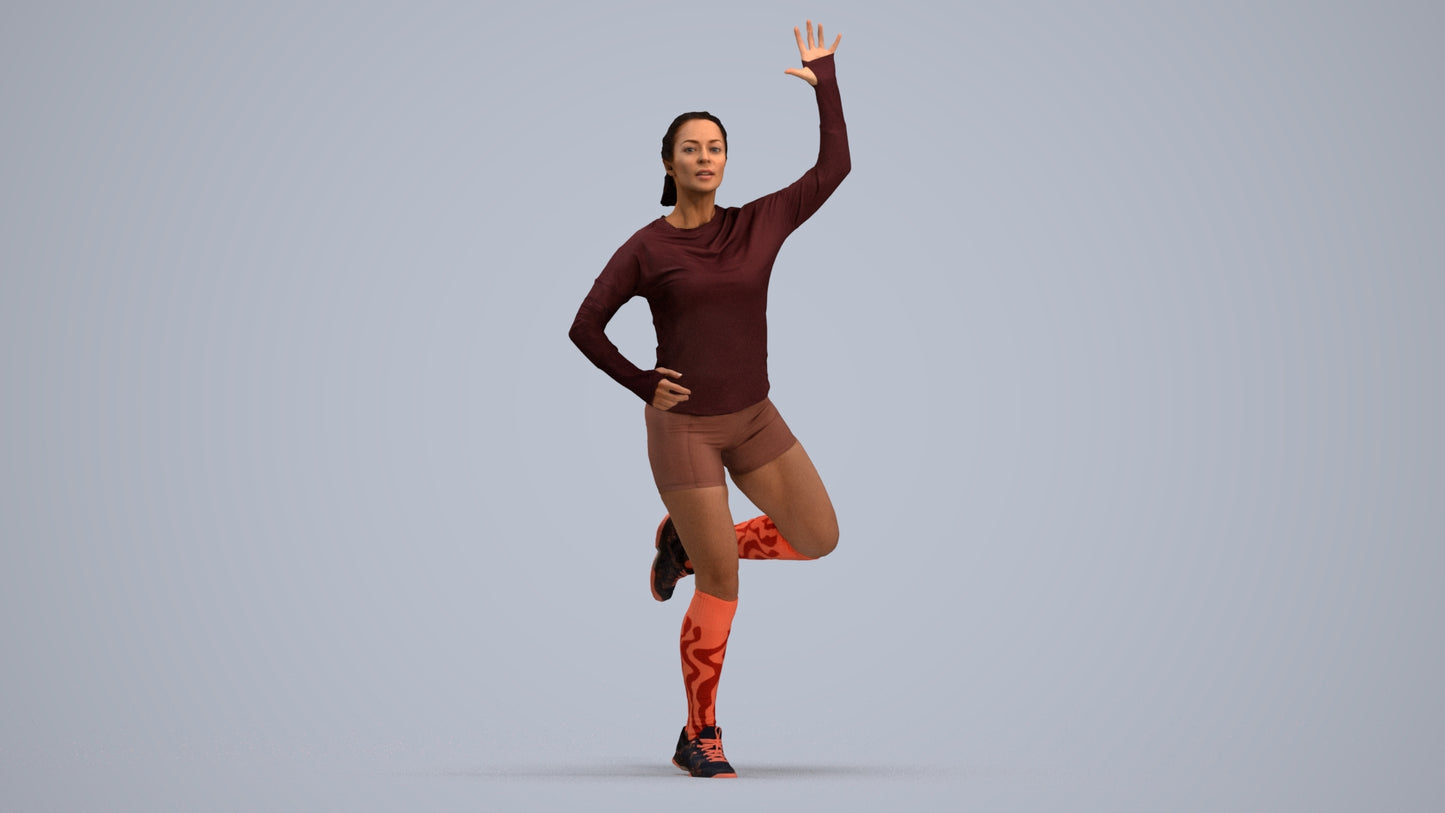 realistic 3D woman sport, scanned archviz people for Blender and 3ds Max, standing pose render