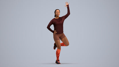 realistic 3D woman sport, scanned archviz people for Blender and 3ds Max, standing pose render