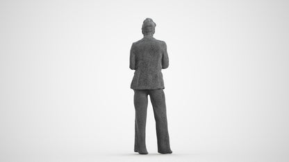 3D human model woman business standing, photogrammetry scanned person for archviz, wireframe front view