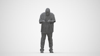 3D people model man hospitality, scanned human for 3ds Max rendering, wireframe back view