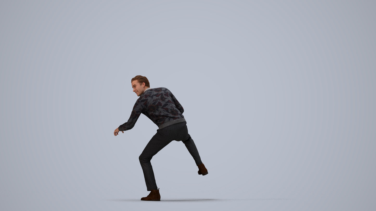 3D scanned man driving casual, photorealistic archviz people for Enscape and SketchUp, three-quarter view render