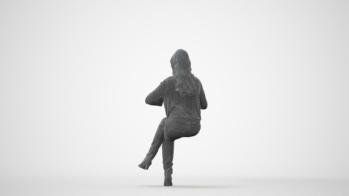 realistic 3D people woman business sitting, render-ready for V-Ray and Corona, FBX OBJ, square thumbnail