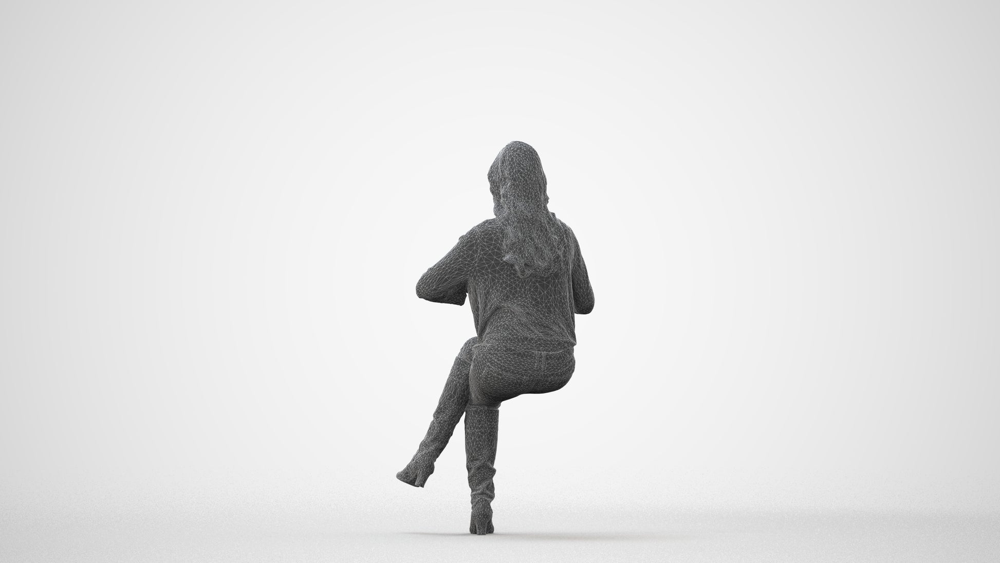 realistic 3D people woman business sitting, render-ready for V-Ray and Corona, FBX OBJ, square thumbnail
