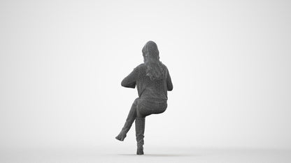 realistic 3D people woman business sitting, render-ready for V-Ray and Corona, FBX OBJ, square thumbnail