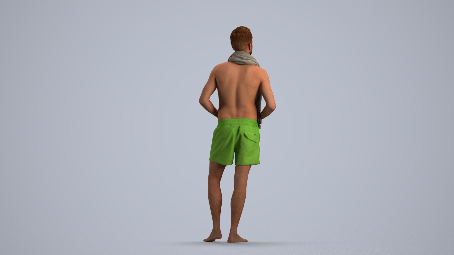 realistic 3D man sport pool, scanned archviz people for Blender and 3ds Max, front view render