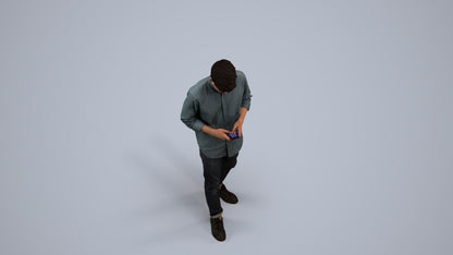 photogrammetry 3D man casual walking, realistic human model archviz FBX, back view render
