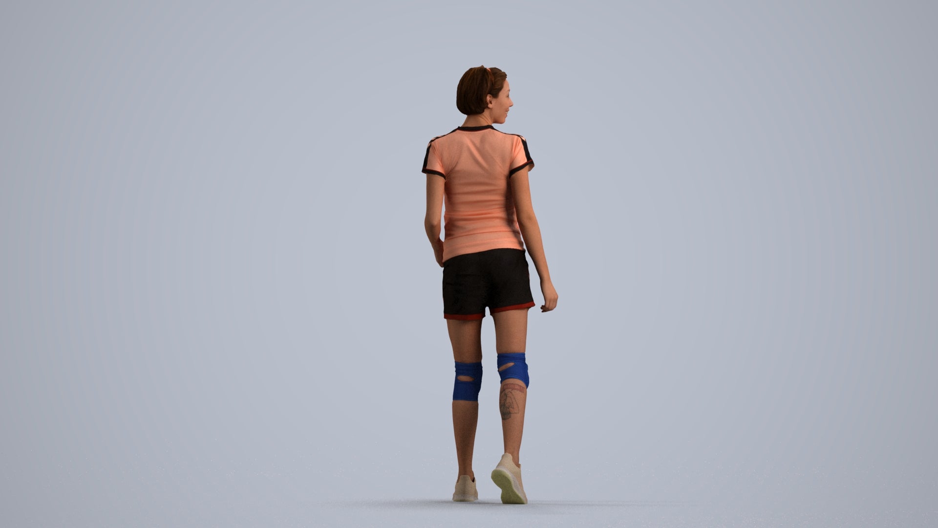 3D people model woman sport, scanned human for 3ds Max rendering, front view render