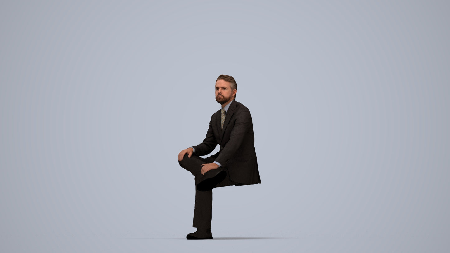 3D scanned man business, photorealistic archviz people for Enscape and SketchUp, top-down view render