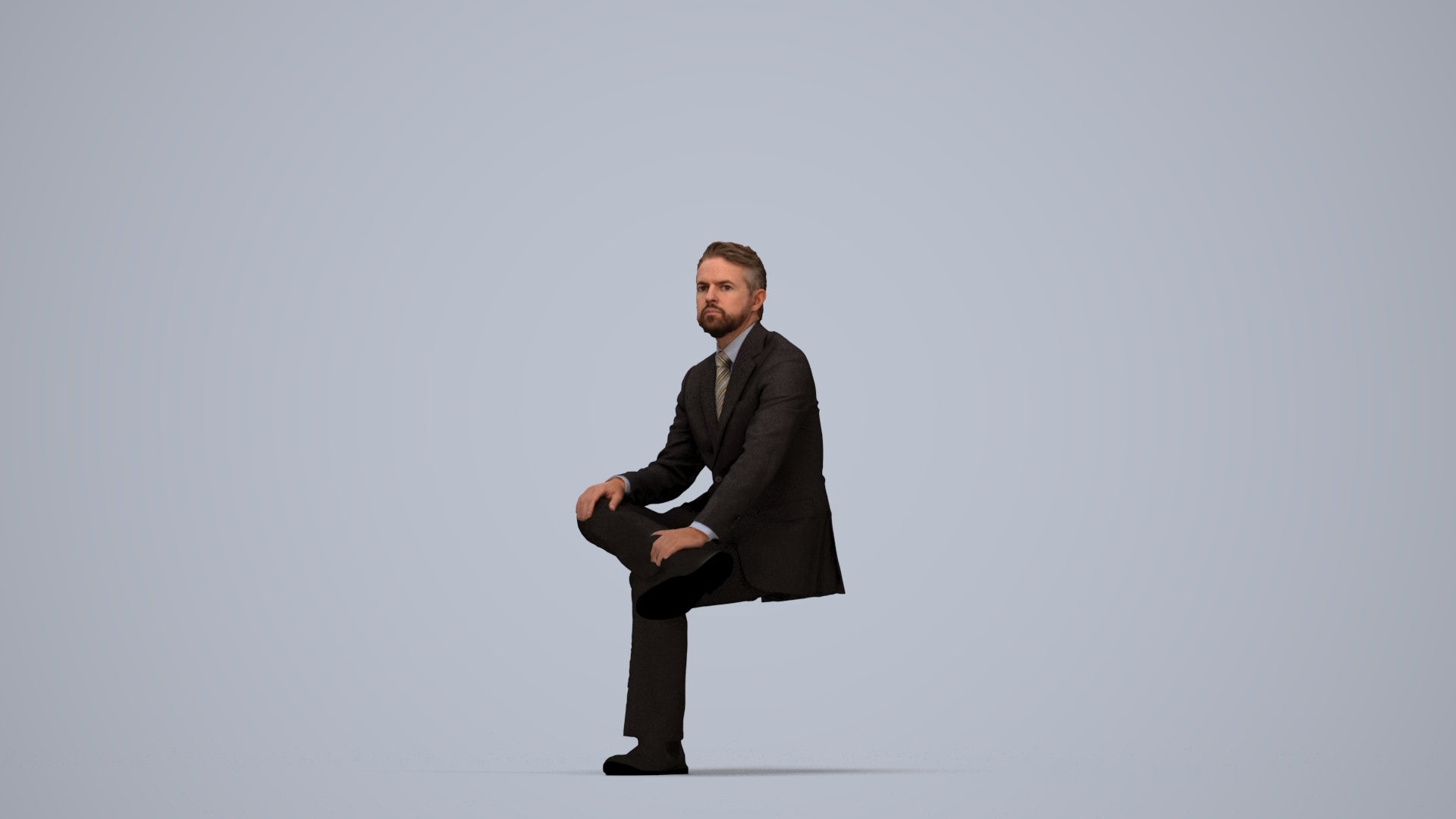 3D scanned man business, photorealistic archviz people for Enscape and SketchUp, top-down view render