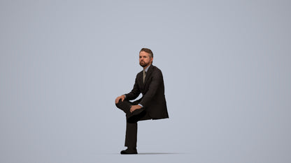 3D scanned man business, photorealistic archviz people for Enscape and SketchUp, top-down view render