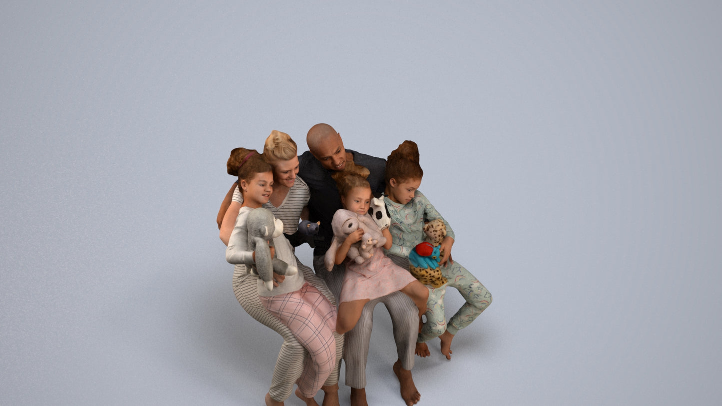 scanned 3D girl casual kids, photogrammetry people for Enscape and V-Ray, back view render