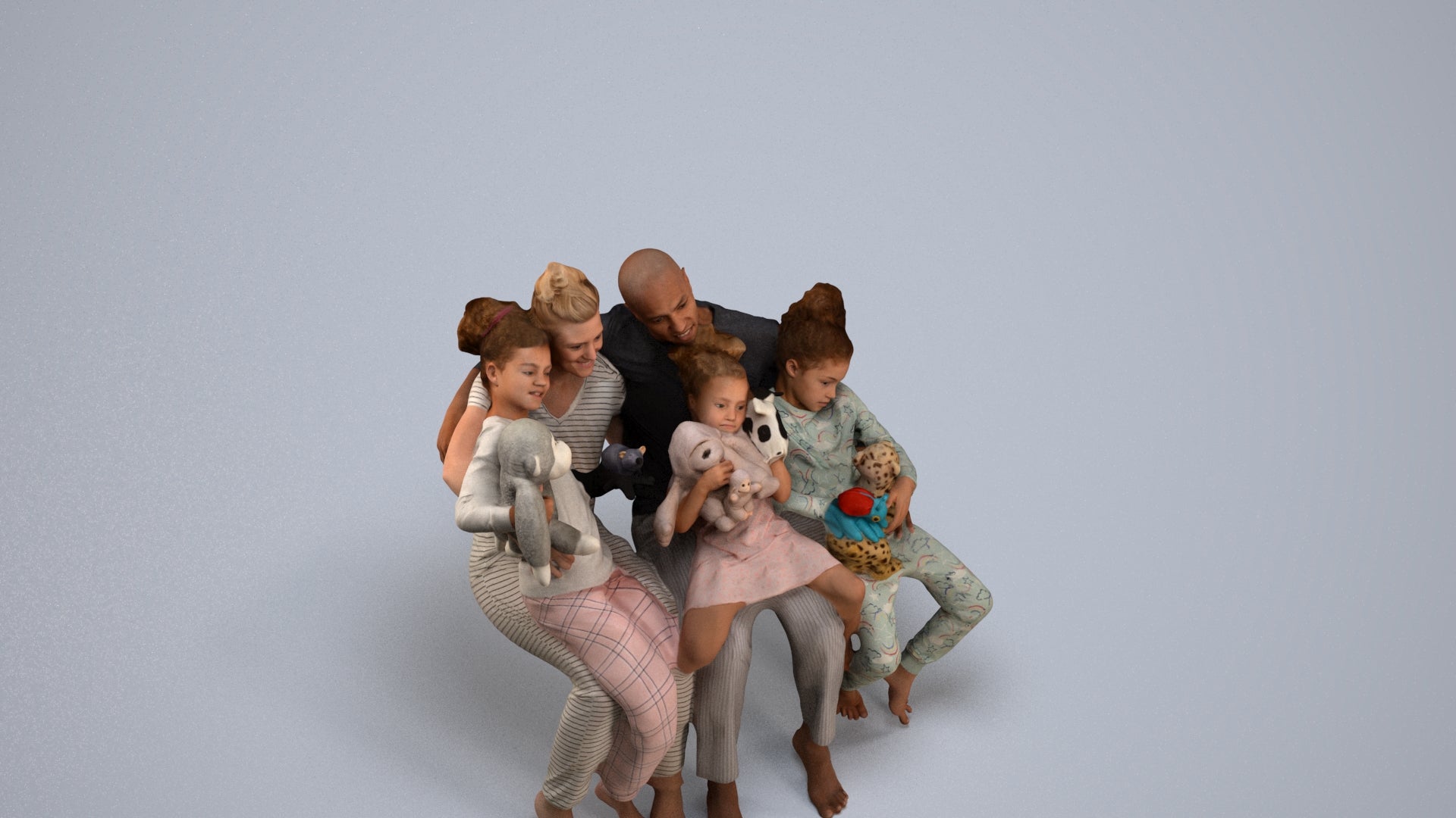 scanned 3D girl casual kids, photogrammetry people for Enscape and V-Ray, back view render