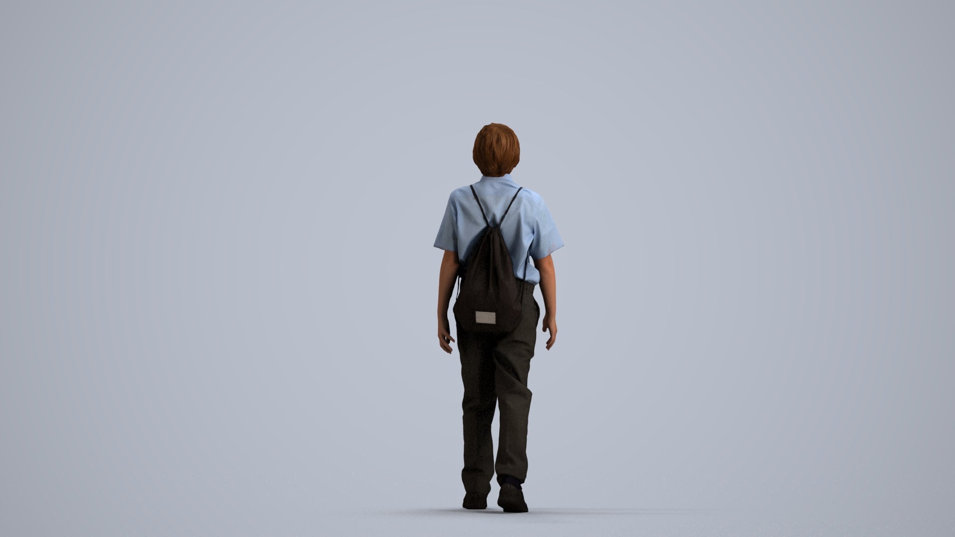 3D people model boy kids, scanned human for 3ds Max rendering, front view render
