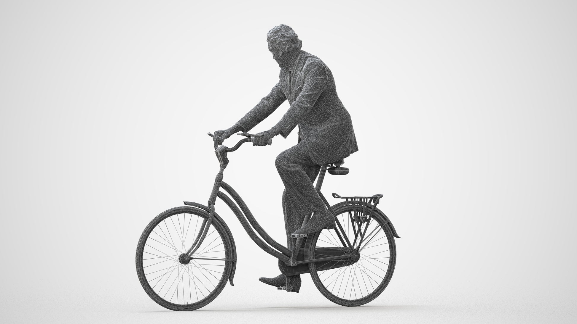 scanned 3D man business cycling, photogrammetry people for Enscape and V-Ray, square thumbnail
