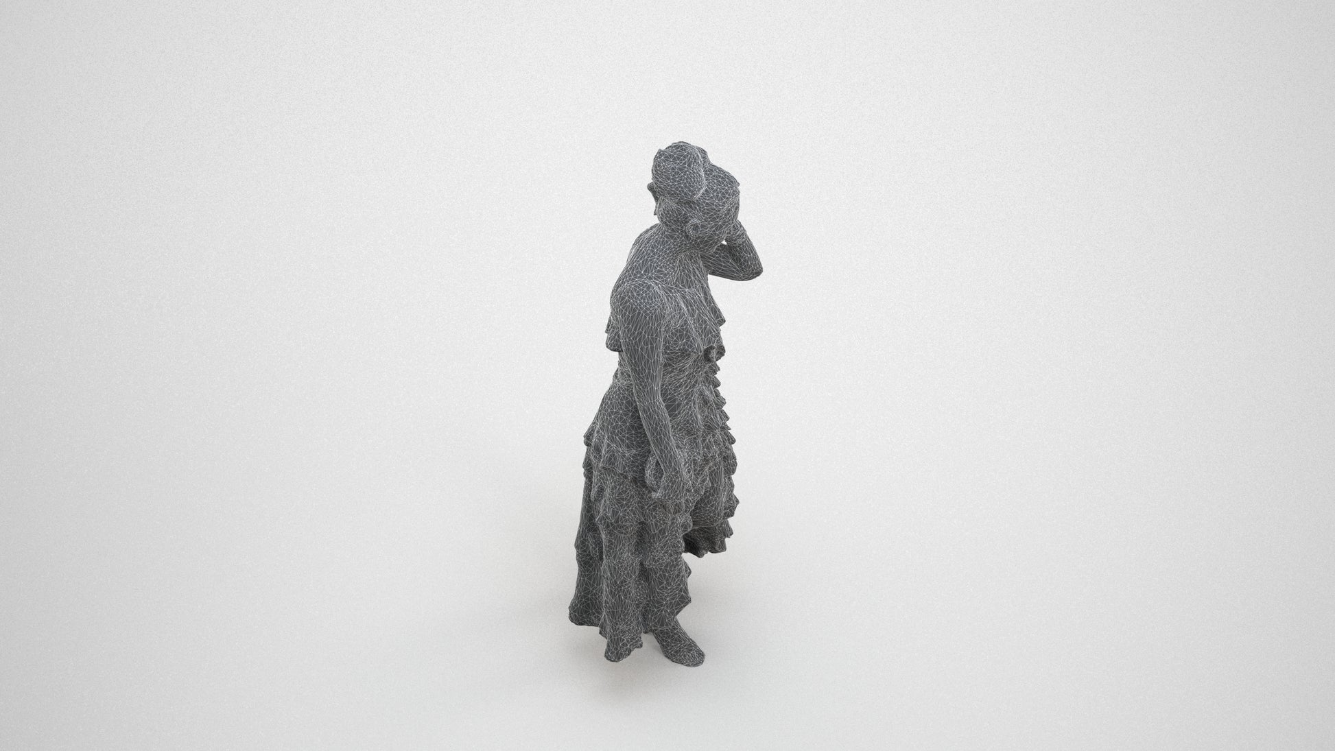 3D scanned woman formalaffairs formal, photorealistic archviz people for Enscape and SketchUp, wireframe three-quarter view