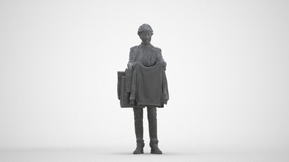 photogrammetry 3D senior woman business shopping, realistic human model archviz FBX, three-quarter front view render