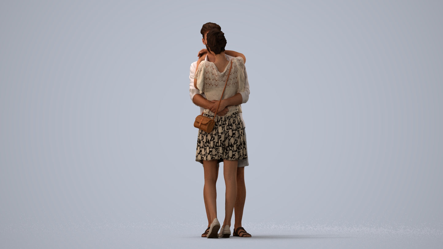 realistic 3D human woman casual business, archviz people FBX OBJ for Blender, three-quarter view render