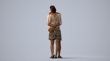 realistic 3D human woman casual business, archviz people FBX OBJ for Blender, three-quarter view render