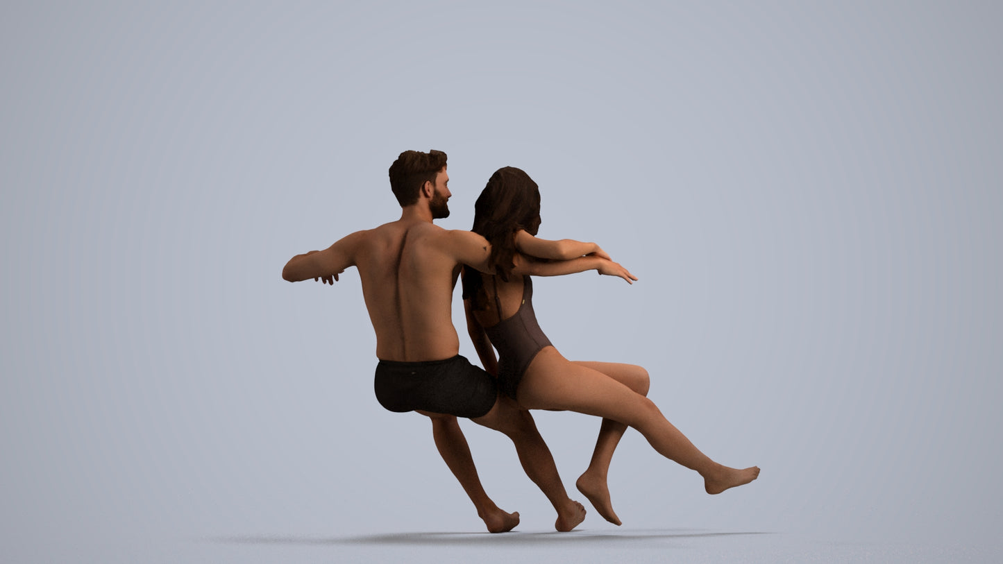 3D scanned woman mix, photorealistic archviz people for Enscape and SketchUp, front view render