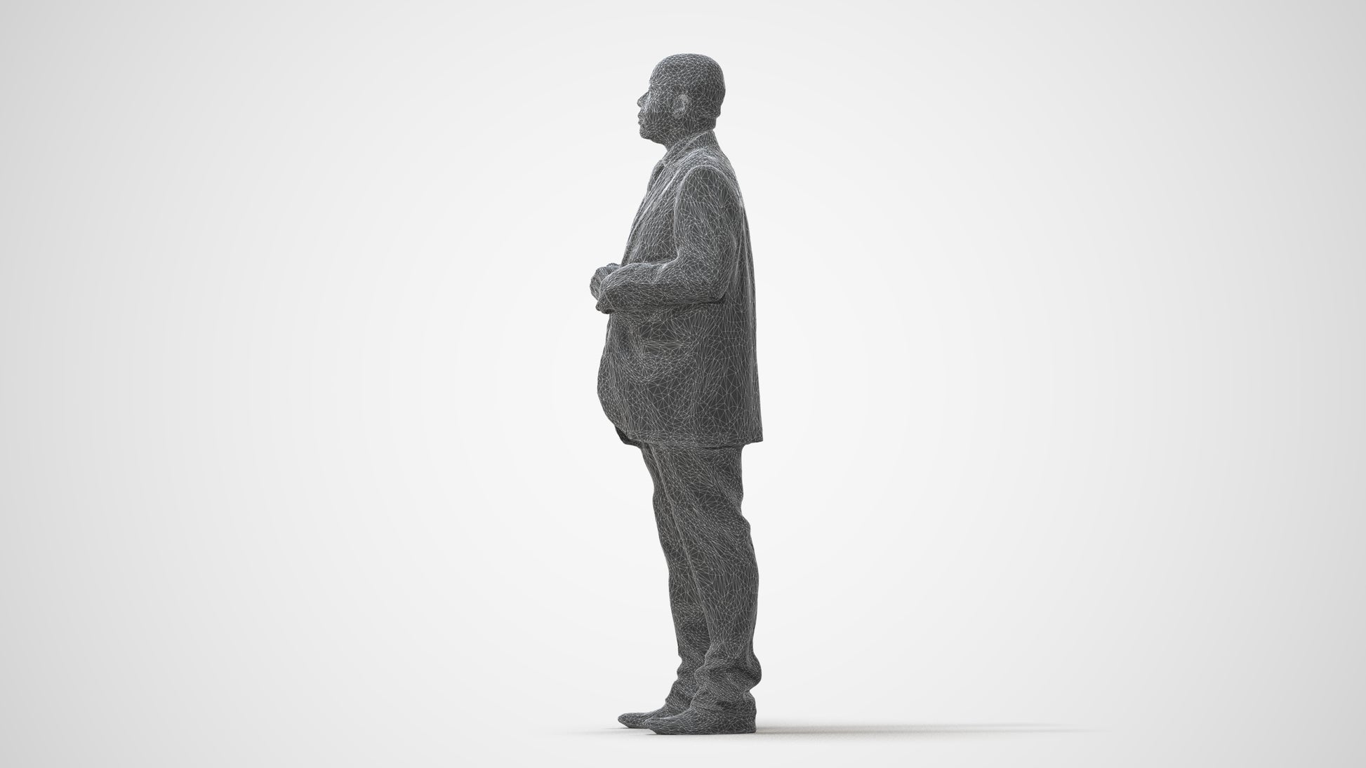 3D human model man business, photogrammetry scanned person for archviz, square thumbnail