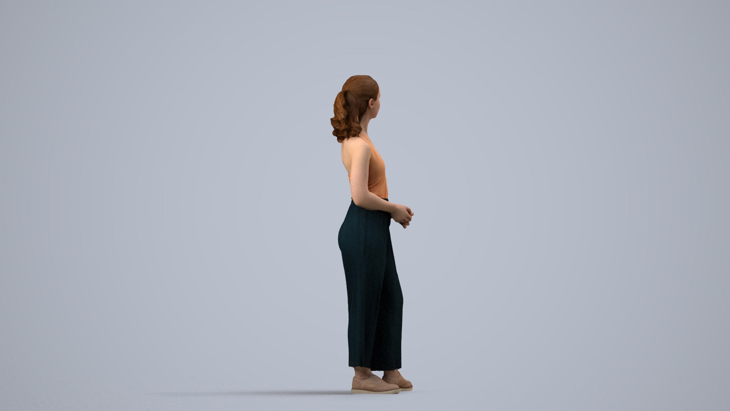 photogrammetry 3D girl casual kids, realistic human model archviz FBX, side view render