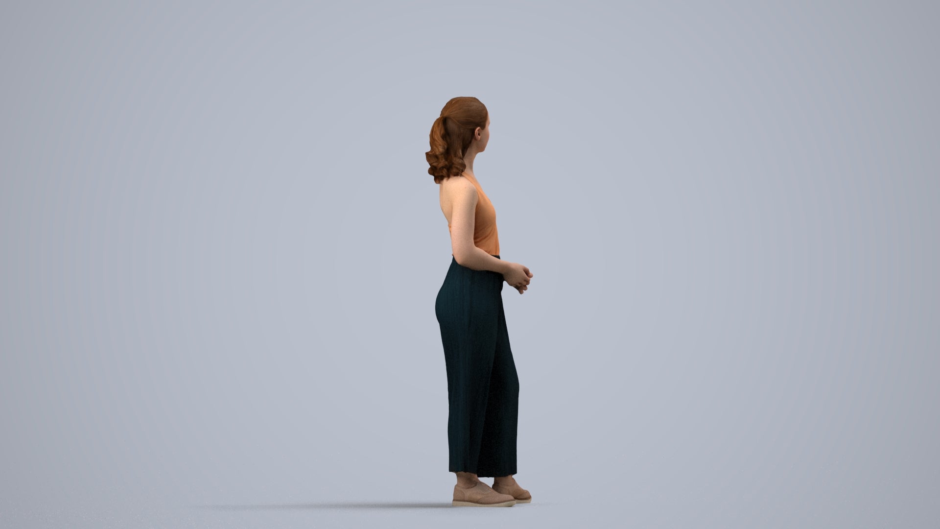 photogrammetry 3D girl casual kids, realistic human model archviz FBX, side view render