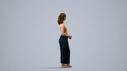 photogrammetry 3D girl casual kids, realistic human model archviz FBX, side view render