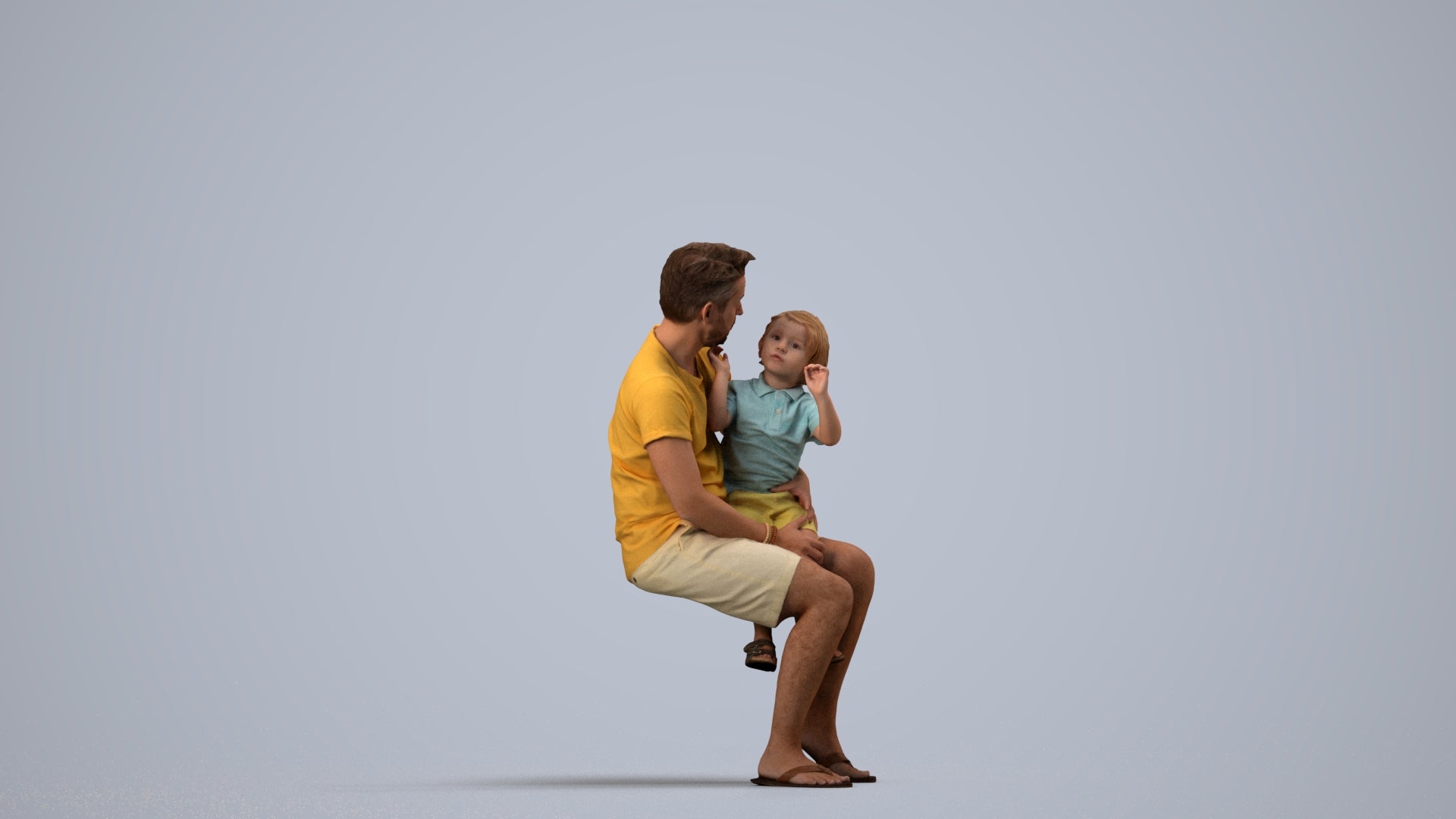 scanned 3D boy casual kids, photogrammetry people for Enscape and V-Ray, side view render