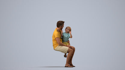 scanned 3D boy casual kids, photogrammetry people for Enscape and V-Ray, side view render