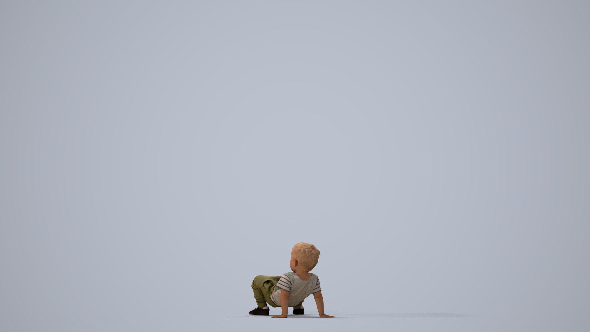 realistic 3D human boy casual kids, archviz people FBX OBJ for Blender, three-quarter view render