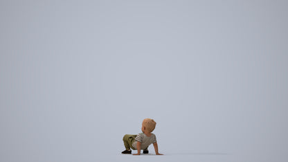 realistic 3D human boy casual kids, archviz people FBX OBJ for Blender, three-quarter view render