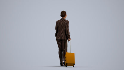 3D scanned woman walking business, photorealistic archviz people for Enscape and SketchUp, front view render