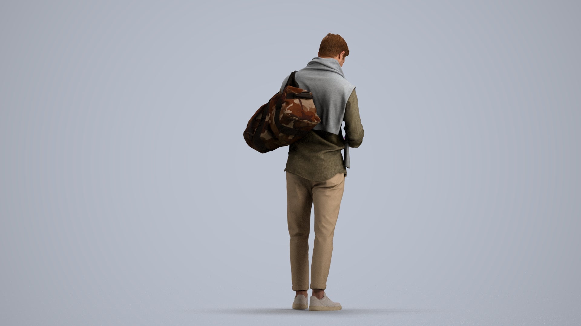 realistic 3D people man casual walking, render-ready for V-Ray and Corona, FBX OBJ, front view render