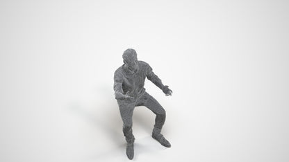 realistic 3D man casual sitting, scanned archviz people for Blender and 3ds Max, wireframe three-quarter view
