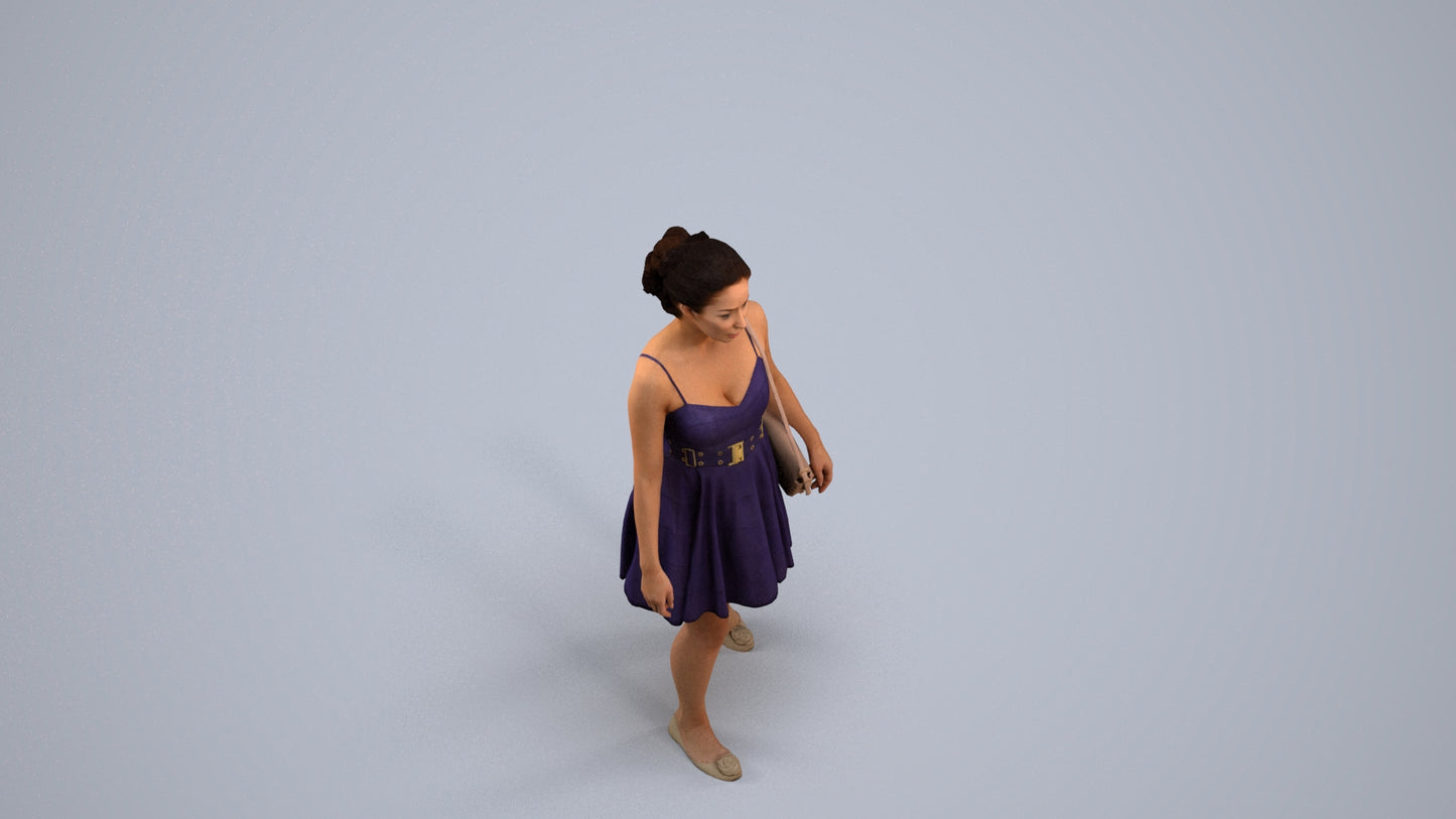 3D human model woman formal formalaffairs, photogrammetry scanned person for archviz, back view render