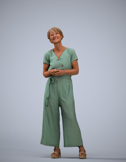 realistic 3D senior woman casual standing, scanned archviz people for Blender and 3ds Max